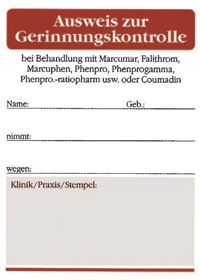 Titelbild Ausweis zur Gerinnungskontrolle