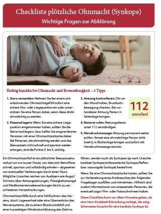 Titelbild der Chechkliste Ohnmacht