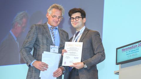 Preisübergabe Dr. Hristian Hinkov mit Prof. Dr. Armin Welz